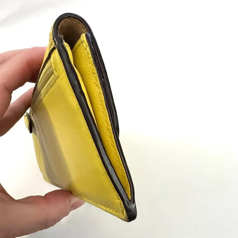 Coach Chartreuse Leather Long Slim Wallet with Silver Logo